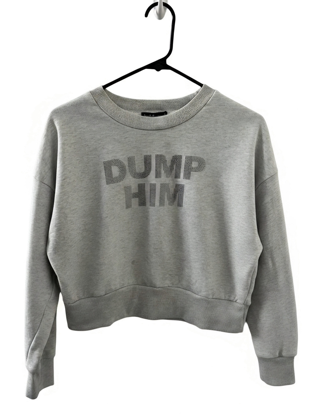 Charlotte Russe Light Gray Graphic Cropped Crewneck Sweatshirt